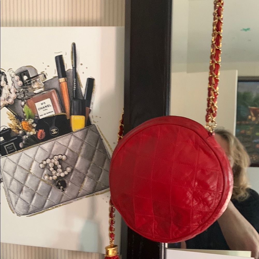 Vibrant Chanel  Red Mini Bag with Circular Design 40 yrs old